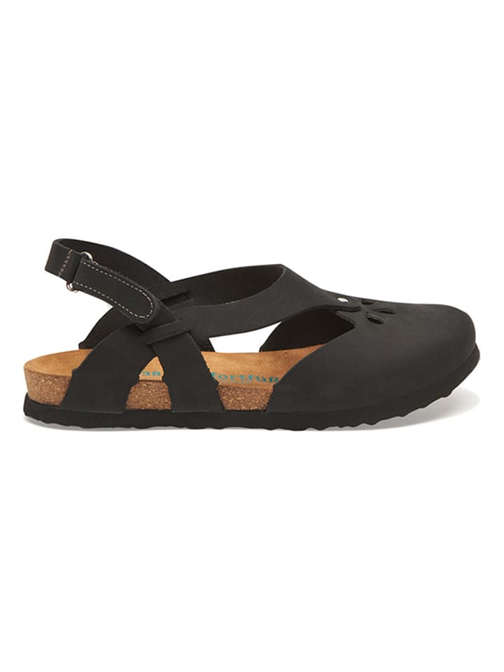 Comfortfusse Leder-Halbsandalen in Anthrazit günstig kaufen
