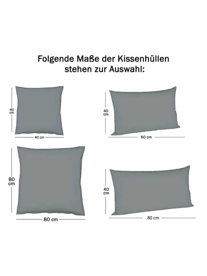 JACK 2er Set Renforcé Kissenhülle Kissenbezug in Dunkelgrau günstig kaufen