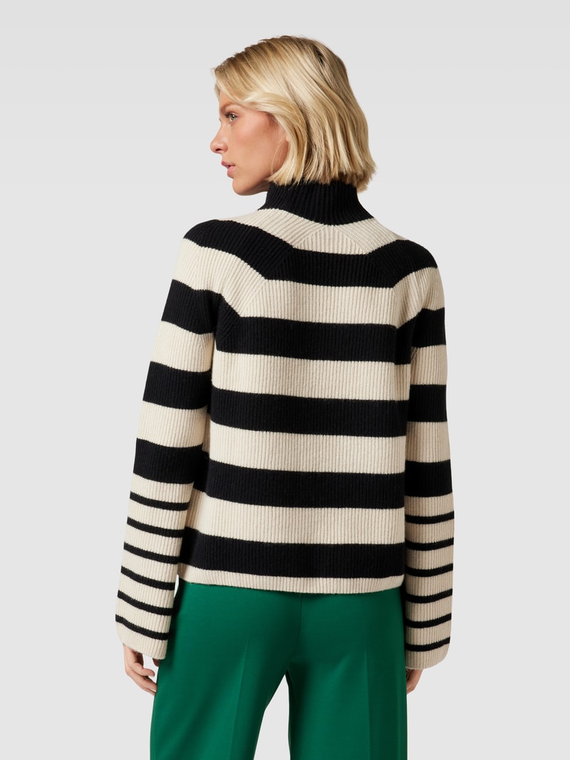 Rollkragenpullover mit Blockstreifen in schwarz