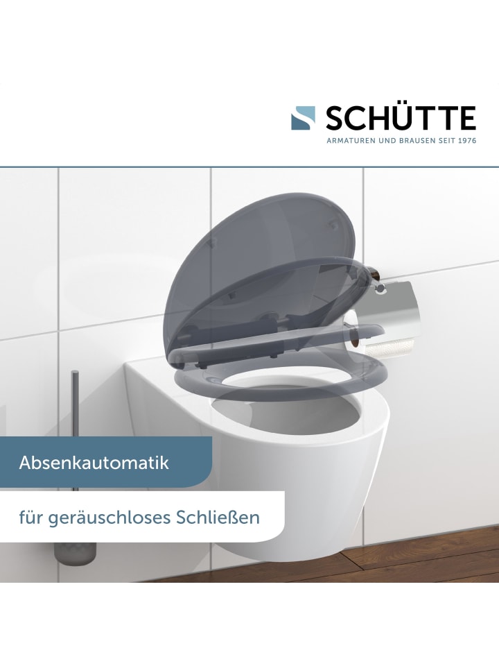 Schütte Duroplast WC Sitz Anthrazit mit Absenkautomatik - (L) 45 x (B) 37 x (H) 4 cm günstig kaufen onesize