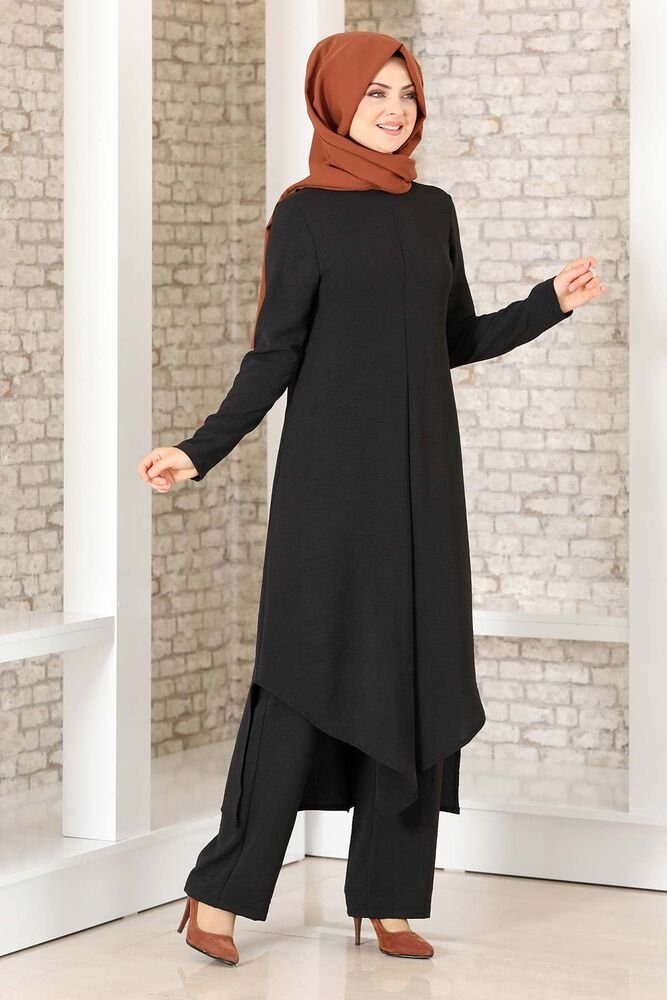 Modavitrini Longtunika Damen Anzug Zweiteiler lange Tunika mit Hose Hijab Kleidung voll bedeckt