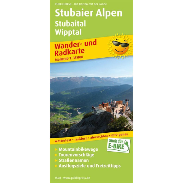 Stubaier Alpen, Stubaital, Wipptal  Wander- und Radkarte 1 : 35 000 - Wanderkarte