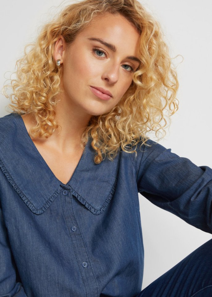 Jeansbluse mit Kragen