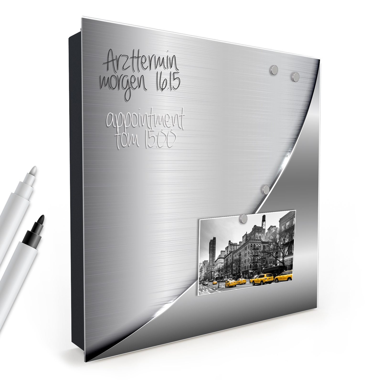 Primedeco Schlüsselkasten Magnetpinnwand mit Glasfront Metallische Form (1 St)