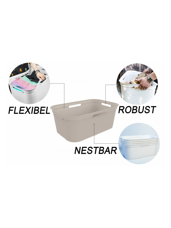Rotho Brisen Wäschekiste 40l mit 4 Griffen in Cappuccino günstig kaufen onesize