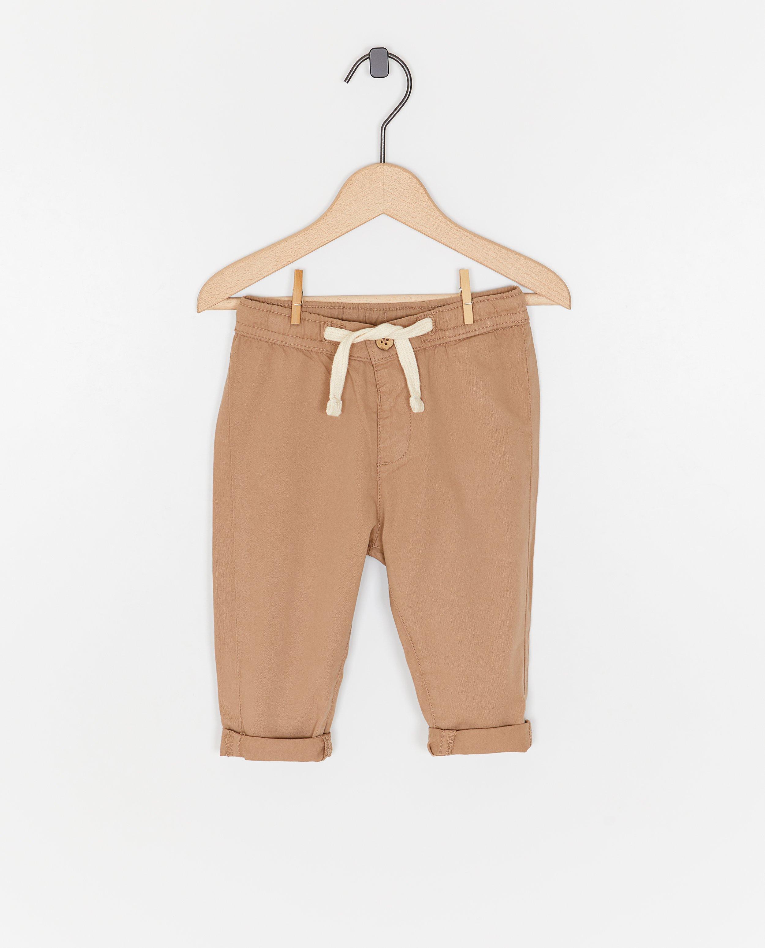 Pantaloni maro Cuddles and Smiles, croială lejeră, maro deschis pentru ocazii speciale