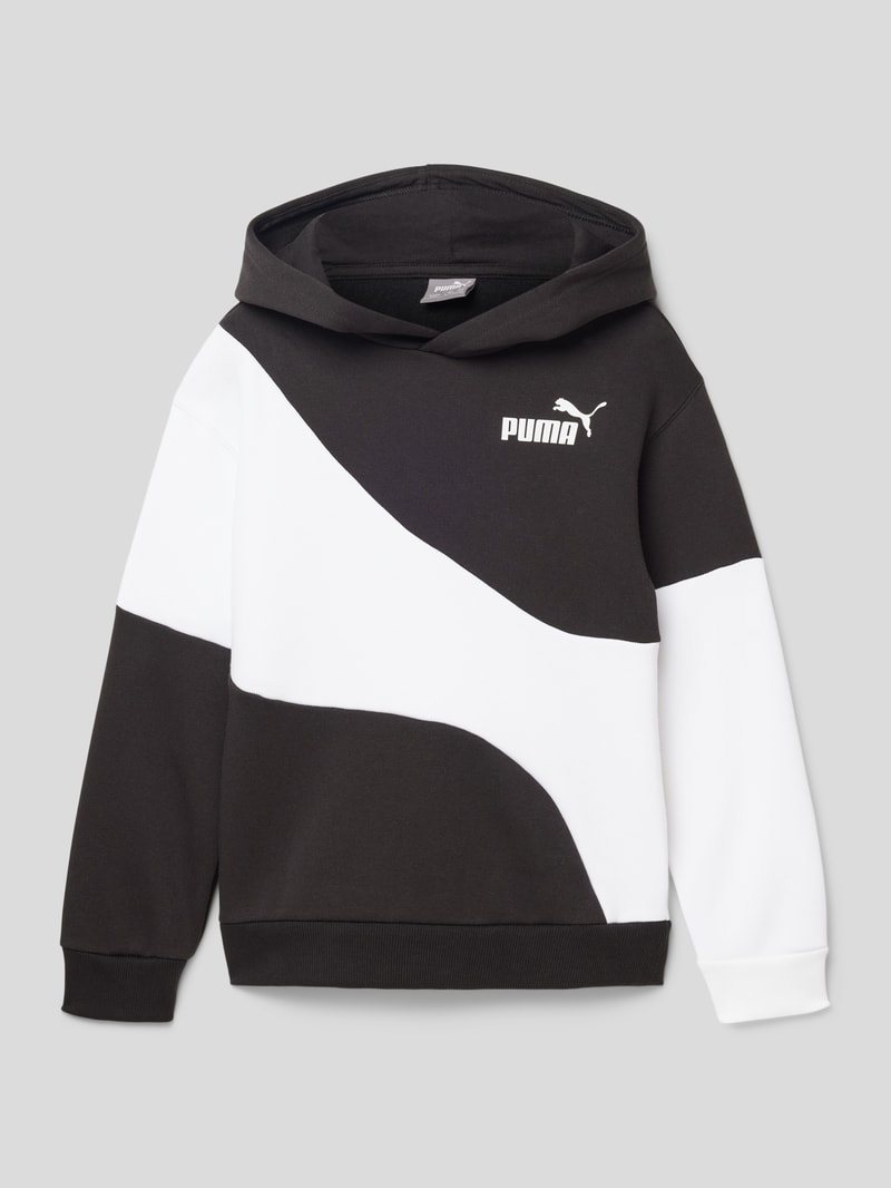 Hoodie mit Label-Print Modell 'POWER CAT' in schwarz