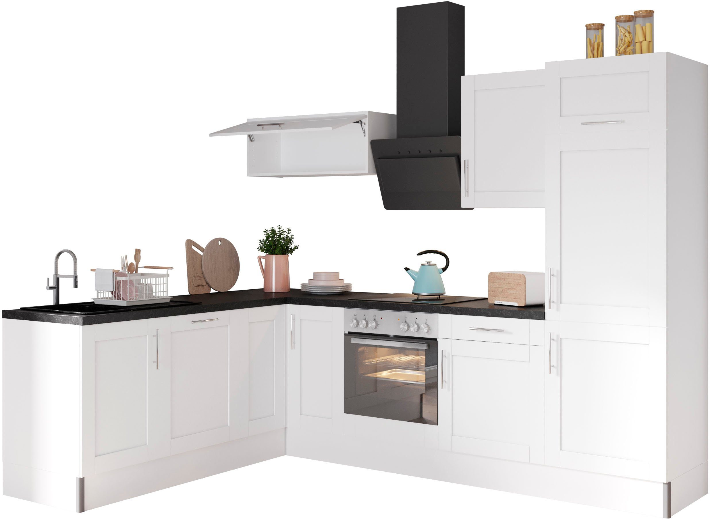 OPTIFIT Küche Ahus, 200 x 270 cm breit, ohne E-Geräte, Soft Close Funktion, MDF Fronten