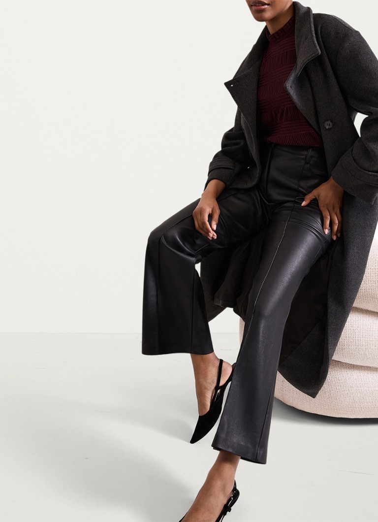 Pantaloni largi cu talie înaltă Phase Eight Melissa din piele ecologică