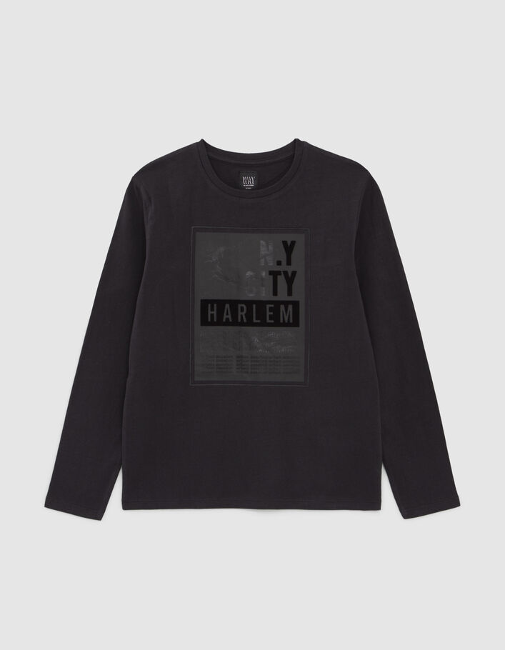 T-shirt noir bio avec cadre et message floqués garçon