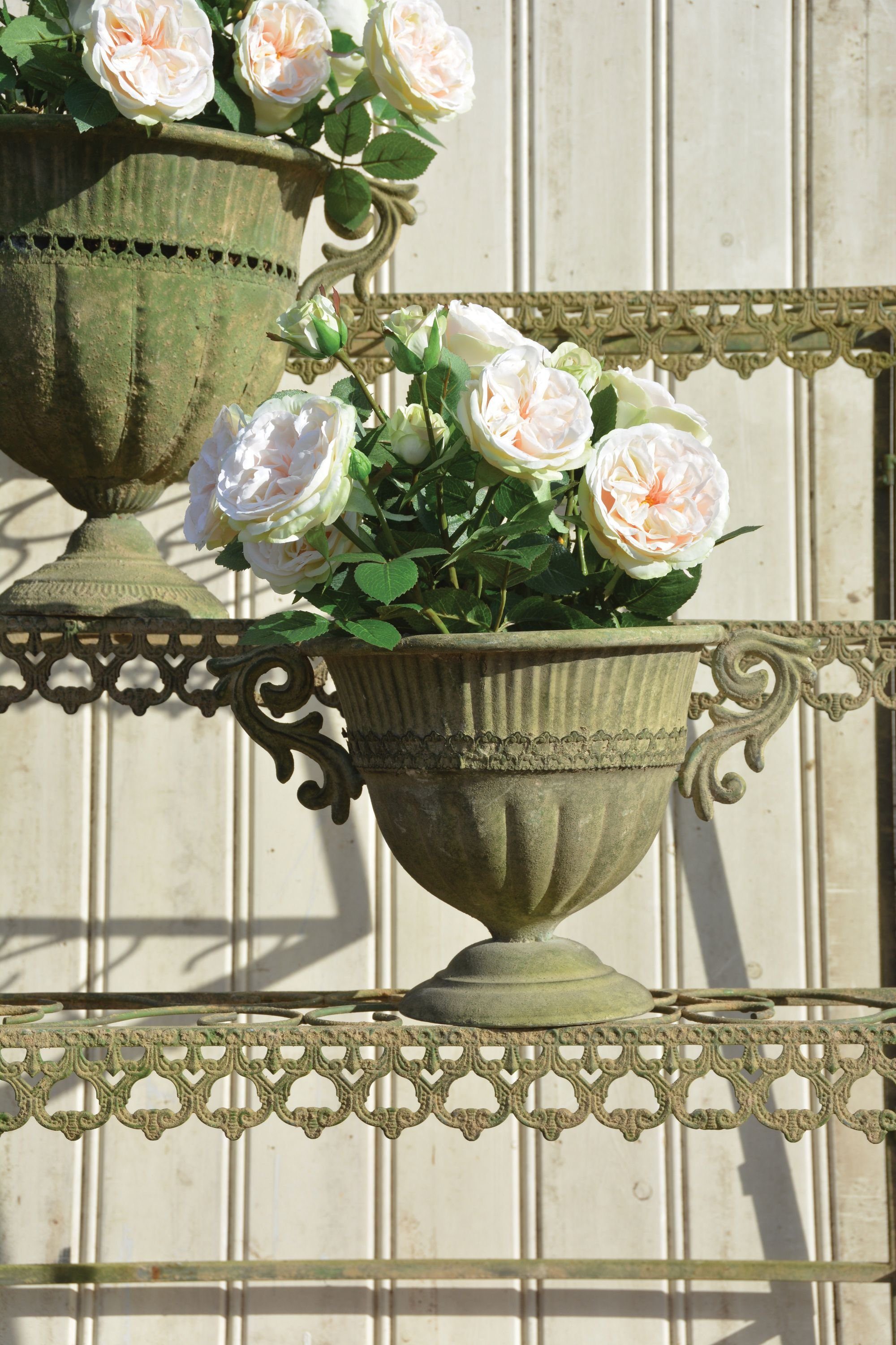 esschert design Übertopf Esschert Aged Metall Grün Vase oval 31 cm Pokal Kübel Amphore Umtopf Blumentopf