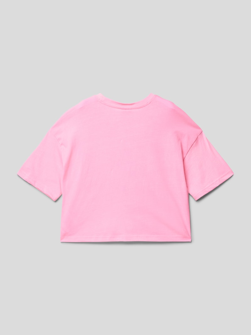 T-Shirt mit Label-Details Modell 'Rochester' in rosa