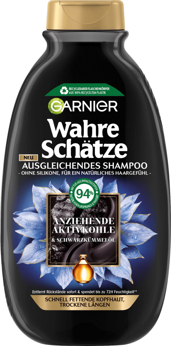 Shampoo Aktivkohle, fettige Kopfhaut, 300 ml