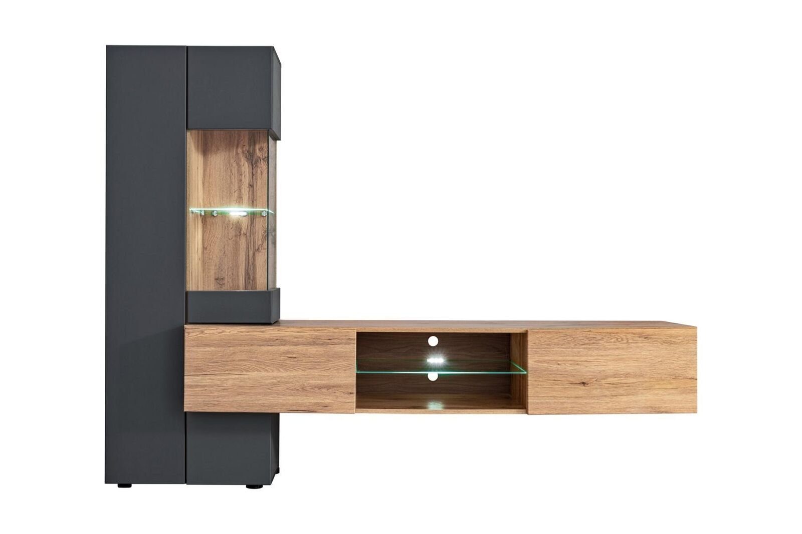 JVmoebel Wohnwand Grau Luxus Designer Regal Neu Einrichtung, Made in Europa