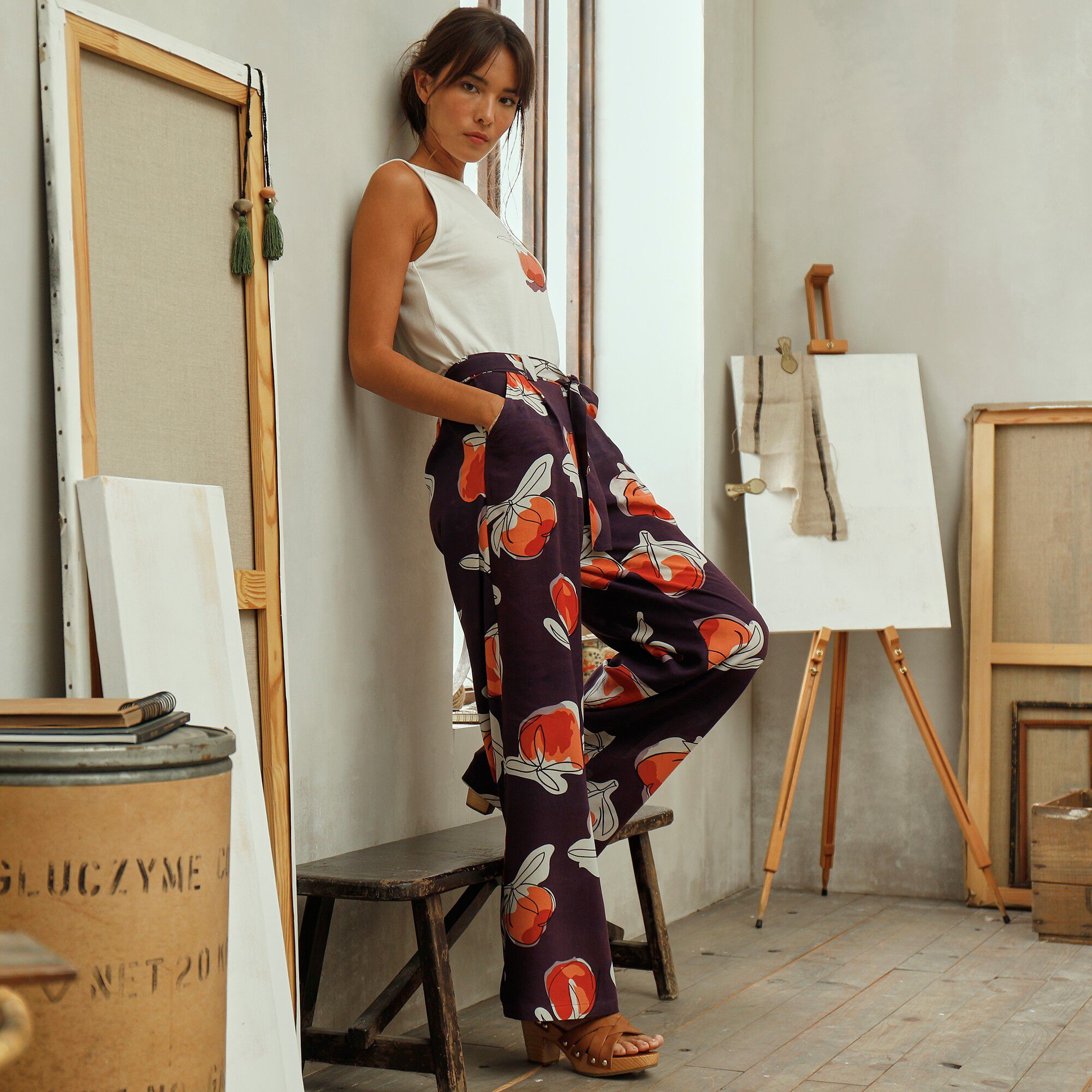 Pantalon fluide imprimé, collection 