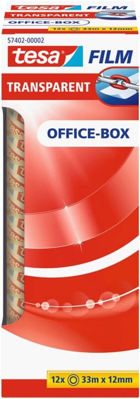 tesa Klebeband tesafilm Office-Box Transparent 12 mm (B) x 33 m (L) PP (Polypropylen) 12 Rollen