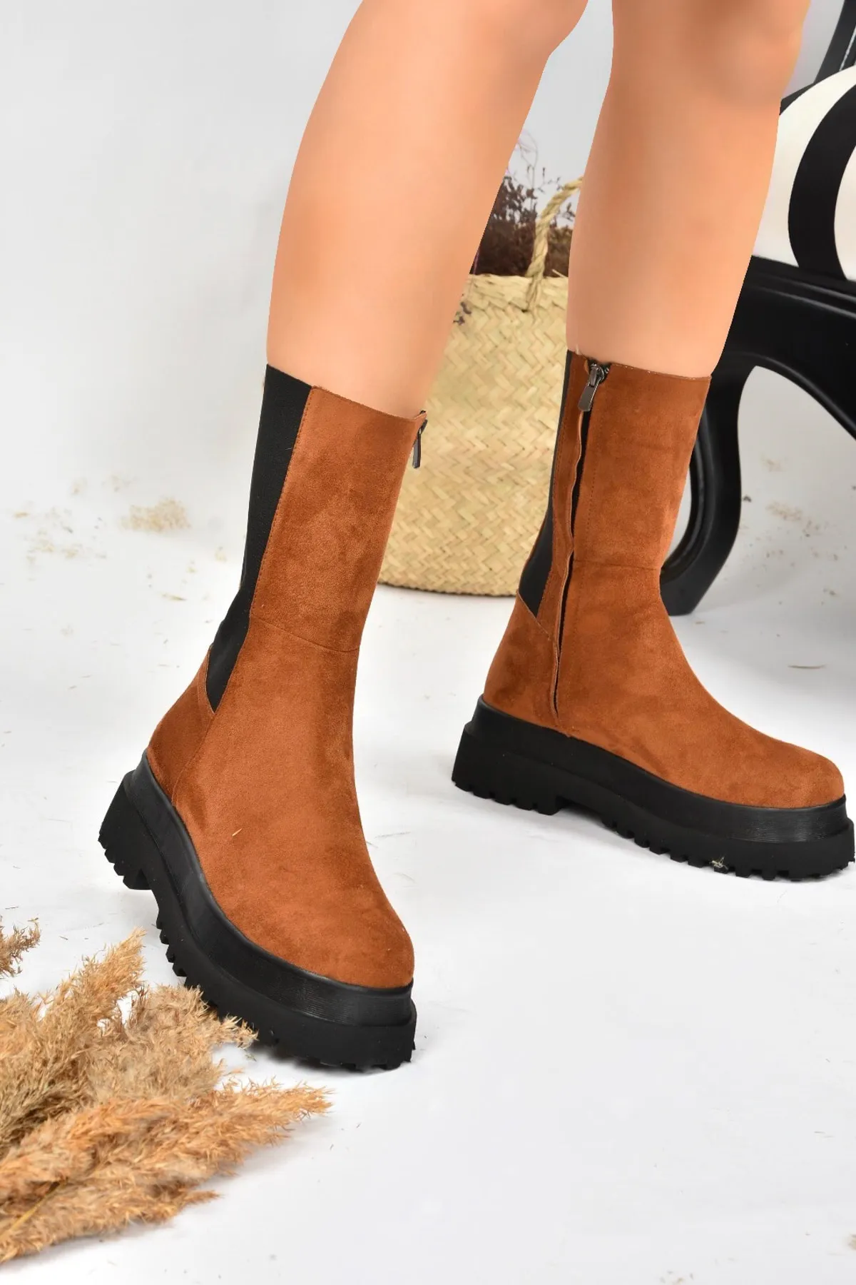 Fox Shoes  Damenstiefel aus hellbraunem Wildleder J267063102