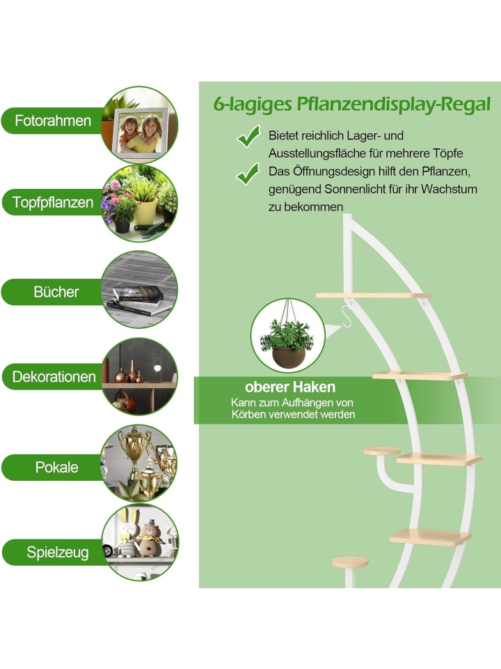COSTWAY 6-stufiger Pflanzenständer in Weiß günstig kaufen 155 cm