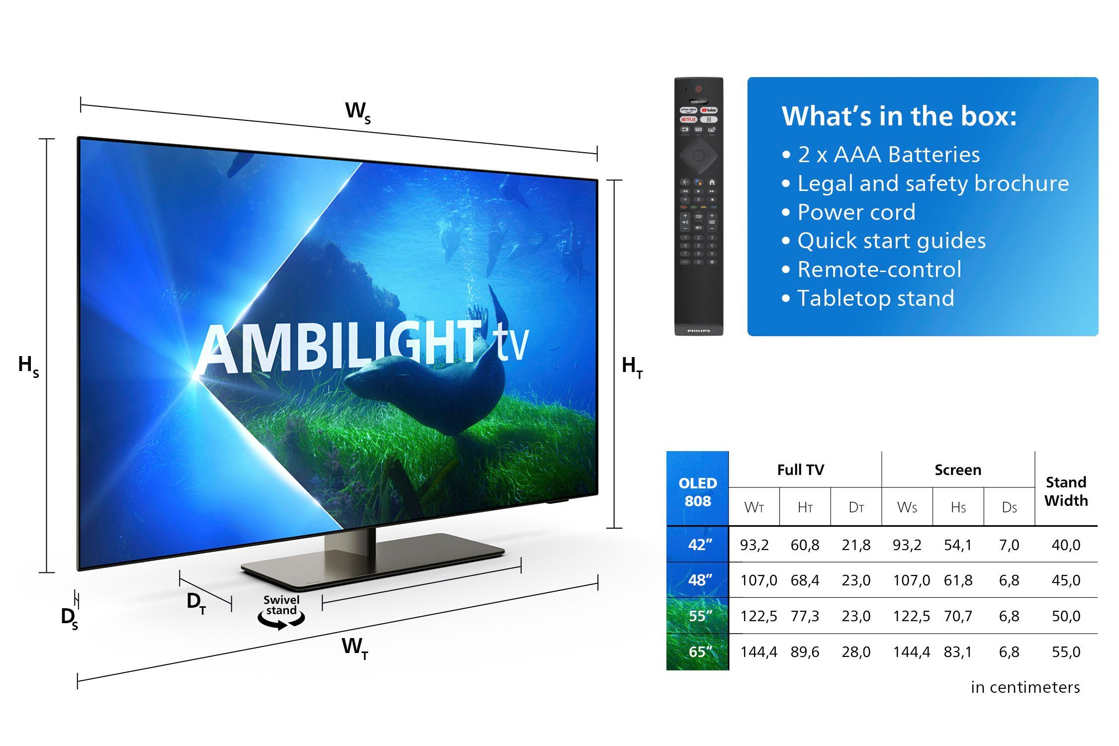 Philips 42OLED808/12 OLED-Fernseher (106 cm/42 Zoll, 4K Ultra HD, Android TV, Google TV, Smart-TV)