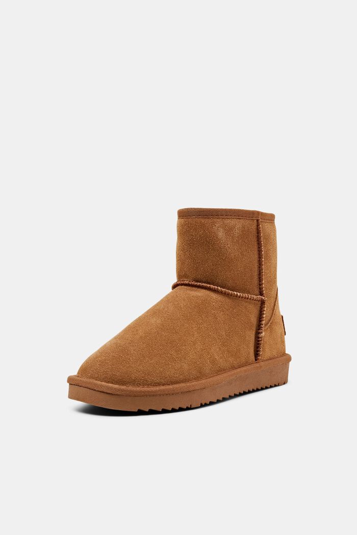 Veloursleder-Boots mit Kunstfellfutter