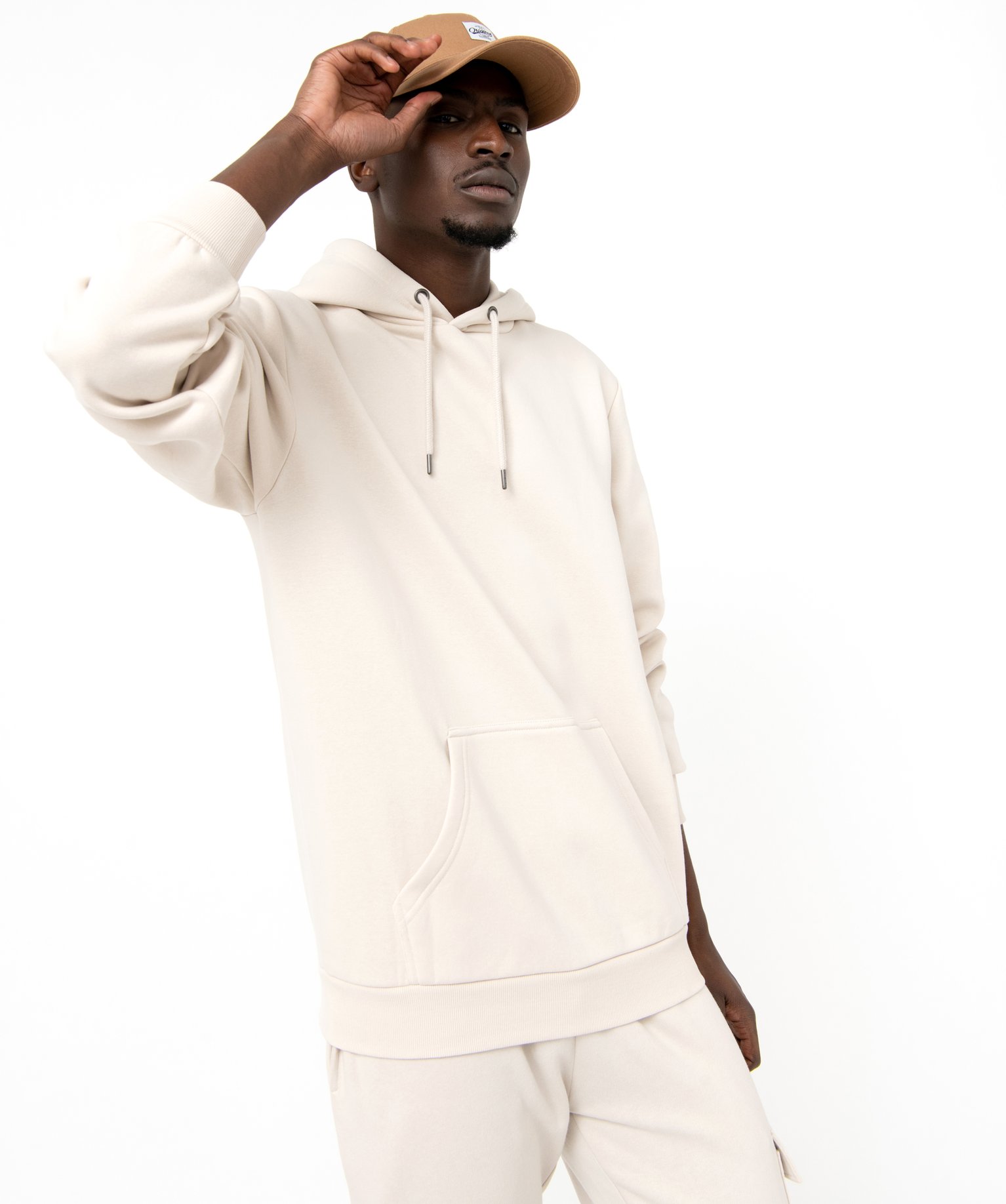 Sweat homme à capuche intérieur molletonné ecru | GEMO