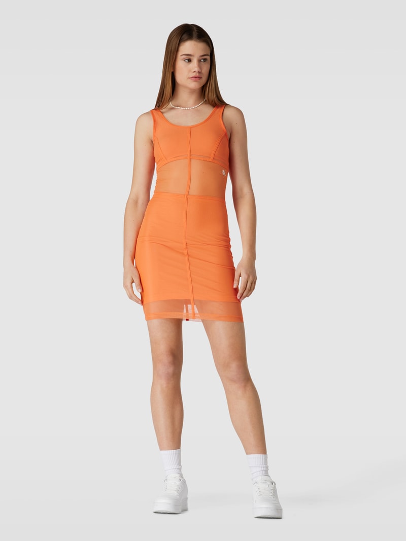 Minikleid mit Meshbesatz in orange