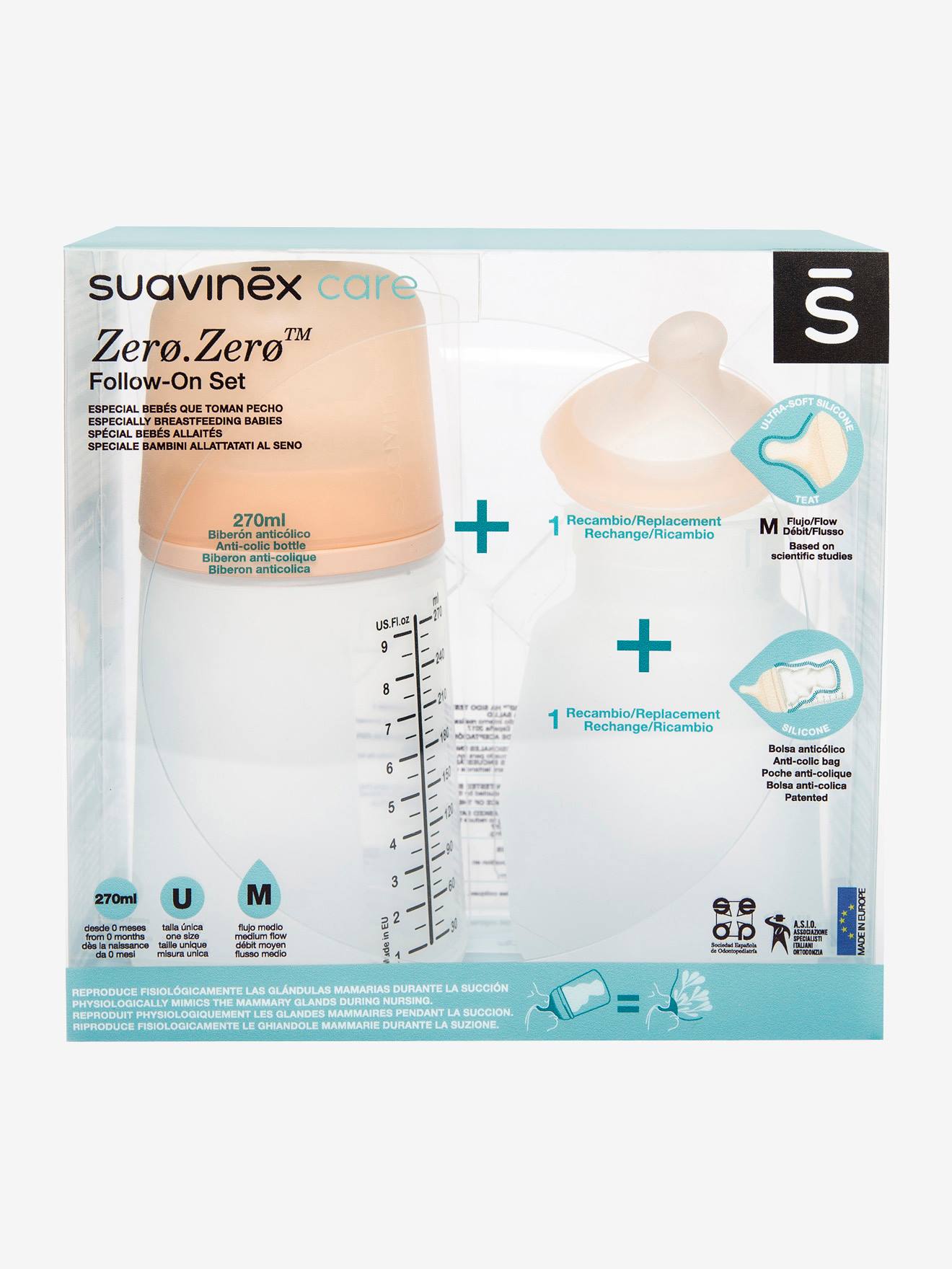Starter Set Biberon Zero.Zero 270ml SUAVINEX peau