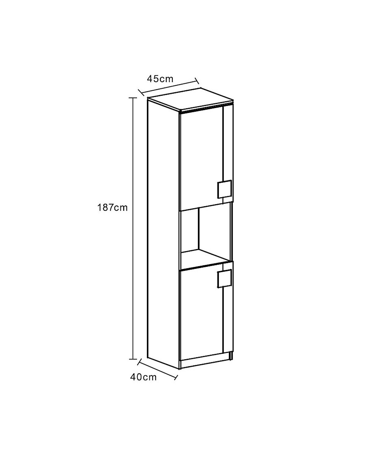 Stauraumschrank Wäscheschrank Gami 45x40x187cm 2-türig