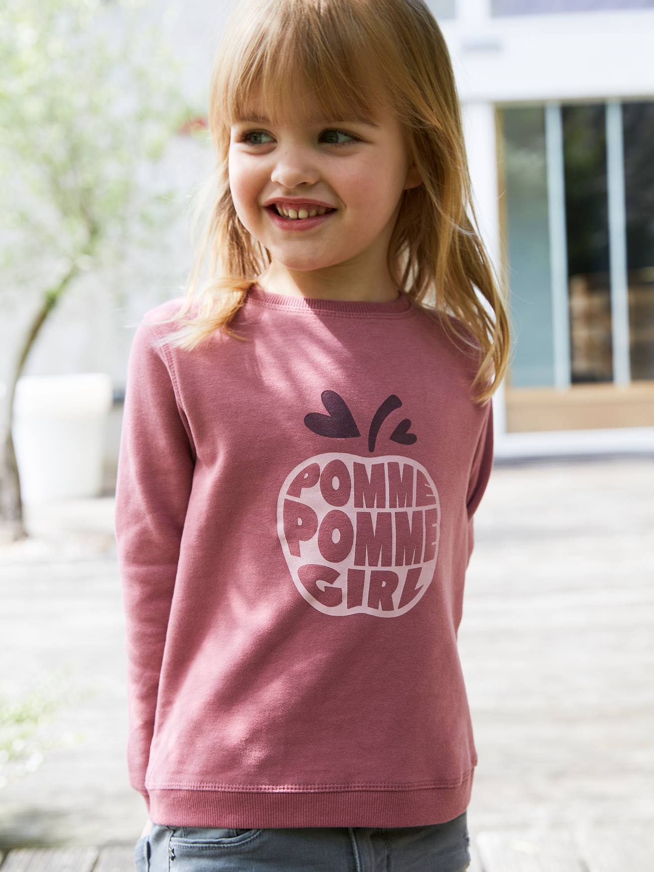 Sweat Basics motifs détails irisés fille prune