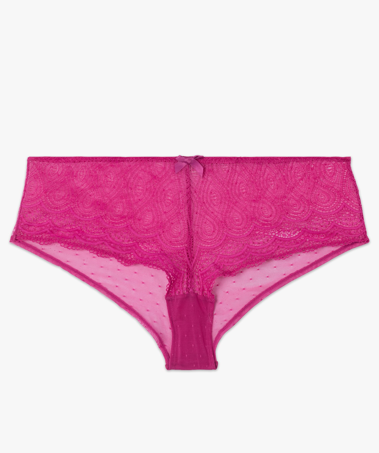 Shorty en dentelle et tulle femme grande taille rose fonce | GEMO