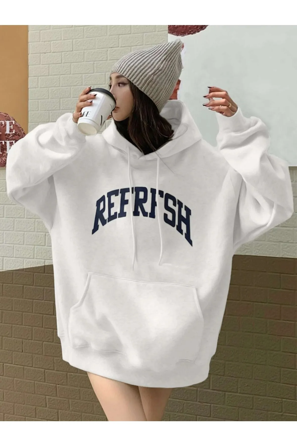 Know  Weißes Refrfsh-bedrucktes Damen-Sweatshirt