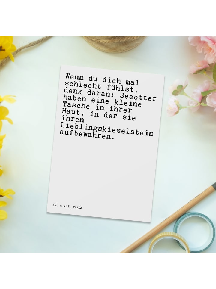 Mr. & Mrs. Panda Postkarte Wenn du dich mal... mit Spruch in Weiß günstig kaufen onesize