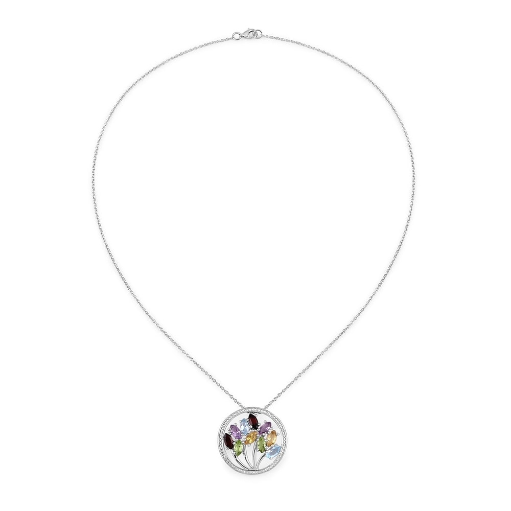 Rafaela Donata Chaîne Tree of Life Argent sterling Grenat en Argent Bijoux