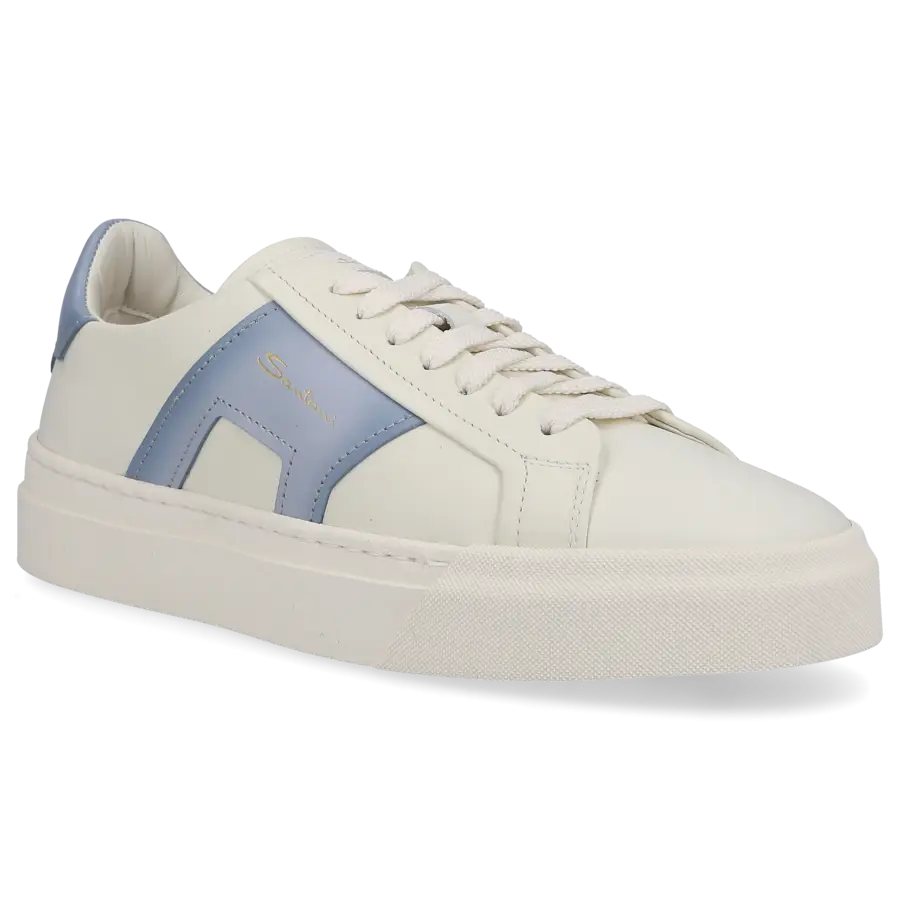 Santoni - Sneaker low DOUBLE BUCKLE Kalbsleder - weiß