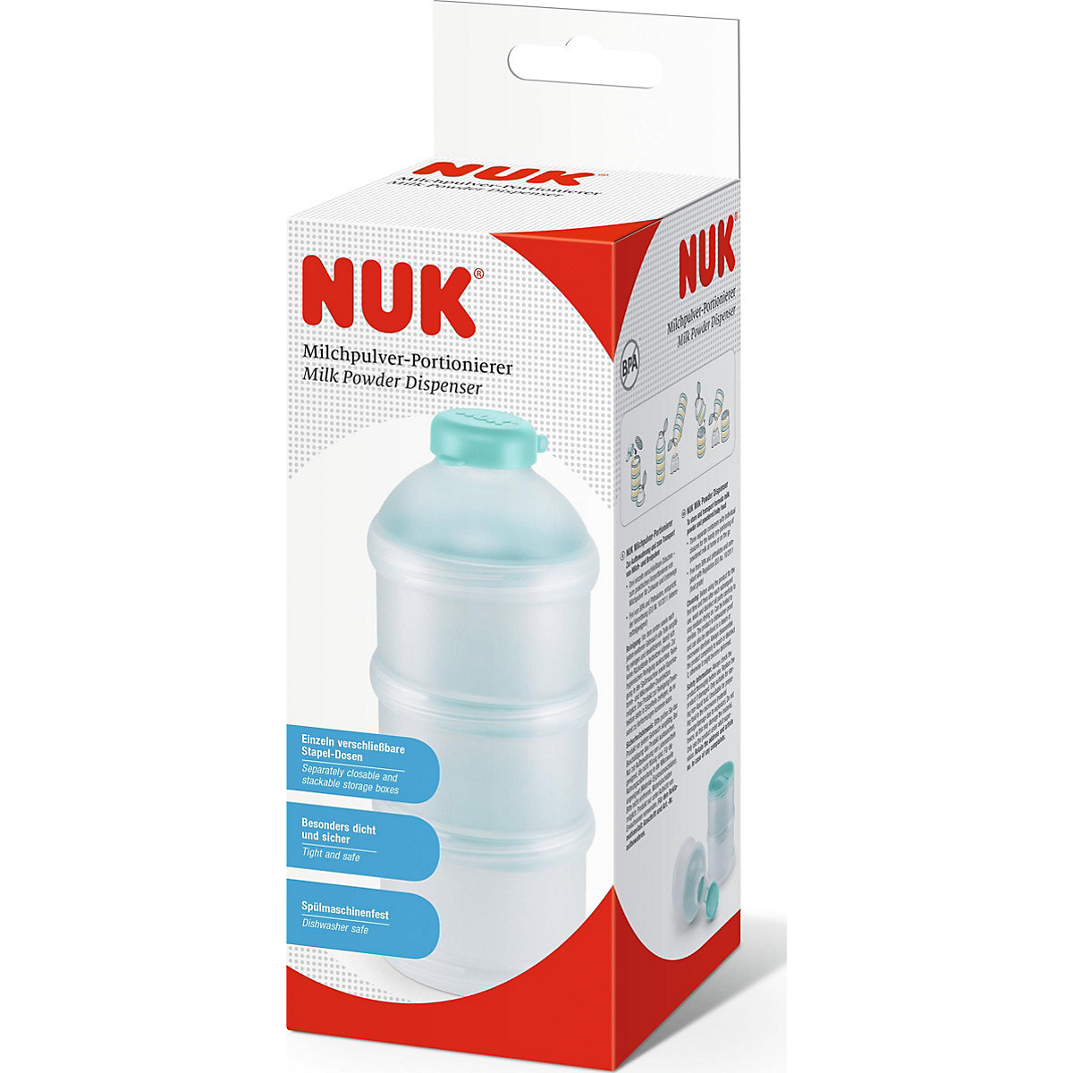 NUK Milchpulver-Portionierer, 3 Stück, petrol