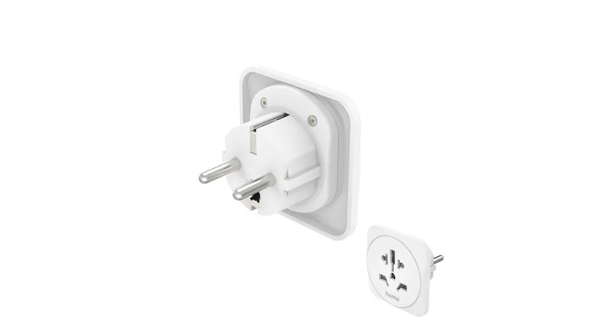 Hama Reiseadapter Typ E und F, 3-polig, universal, Welt nach Europa, Weiß