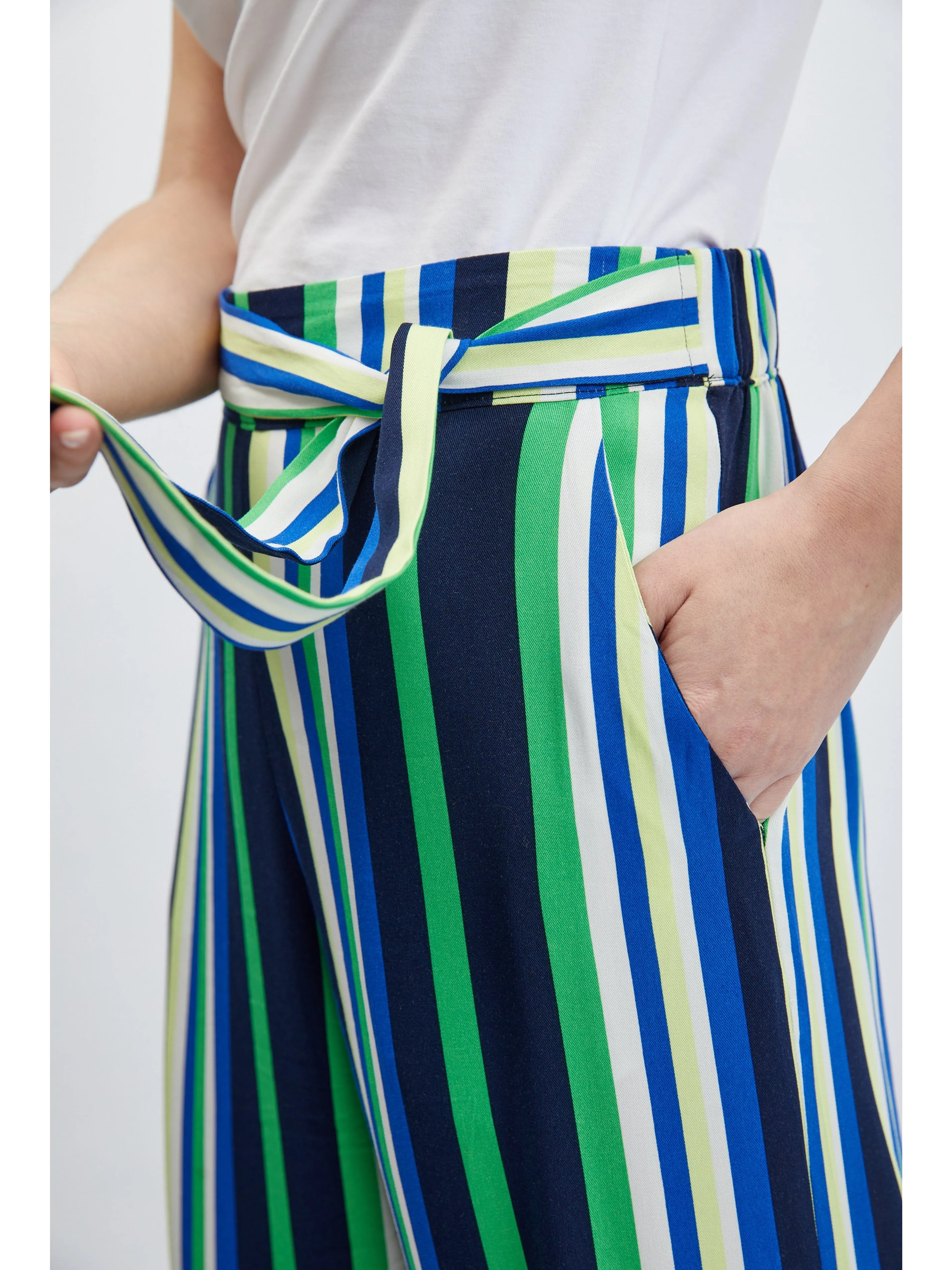 Grün und blau gestreifte weite Damenhose ORSAY
