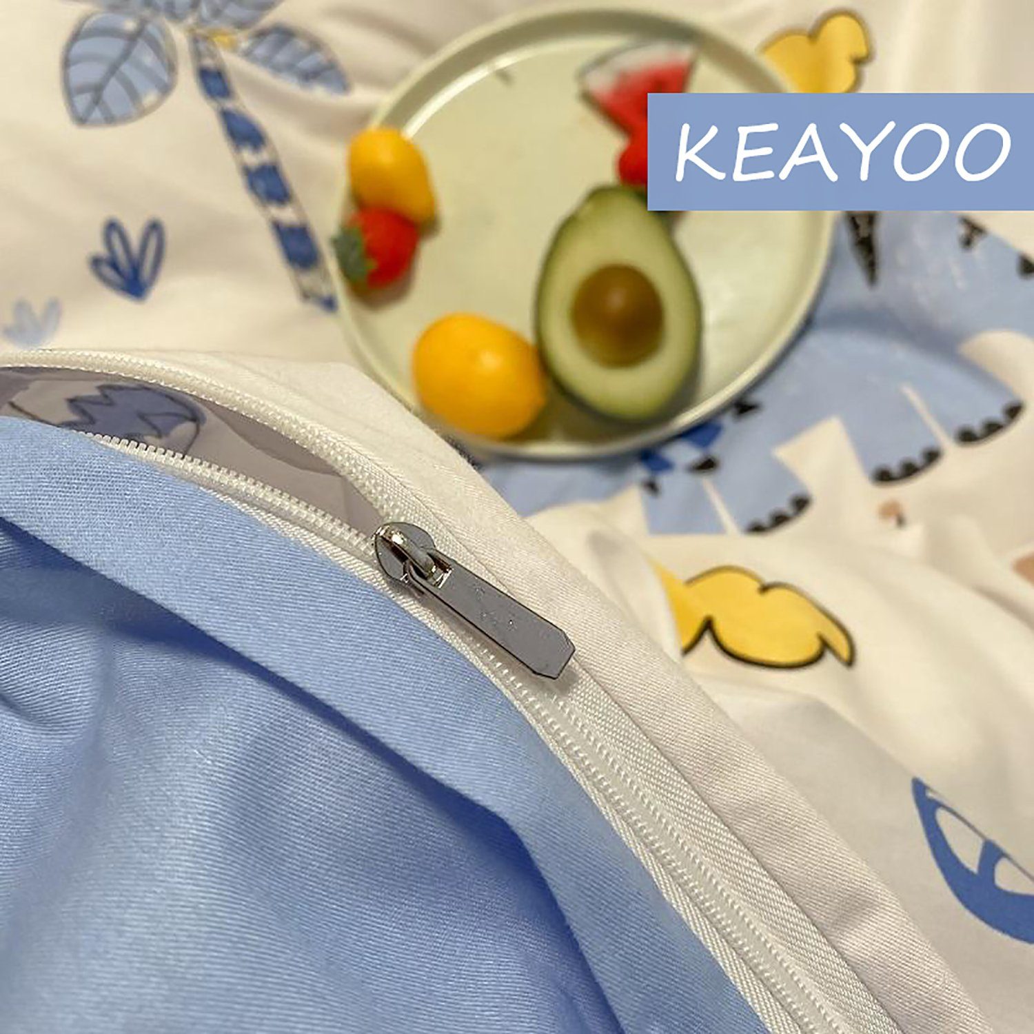 Kinderbettwäsche QWKL, KEAYOO, Baumwolle, 2 teilig, 100% Baumwolle Kinderbettwäsche mit Dino