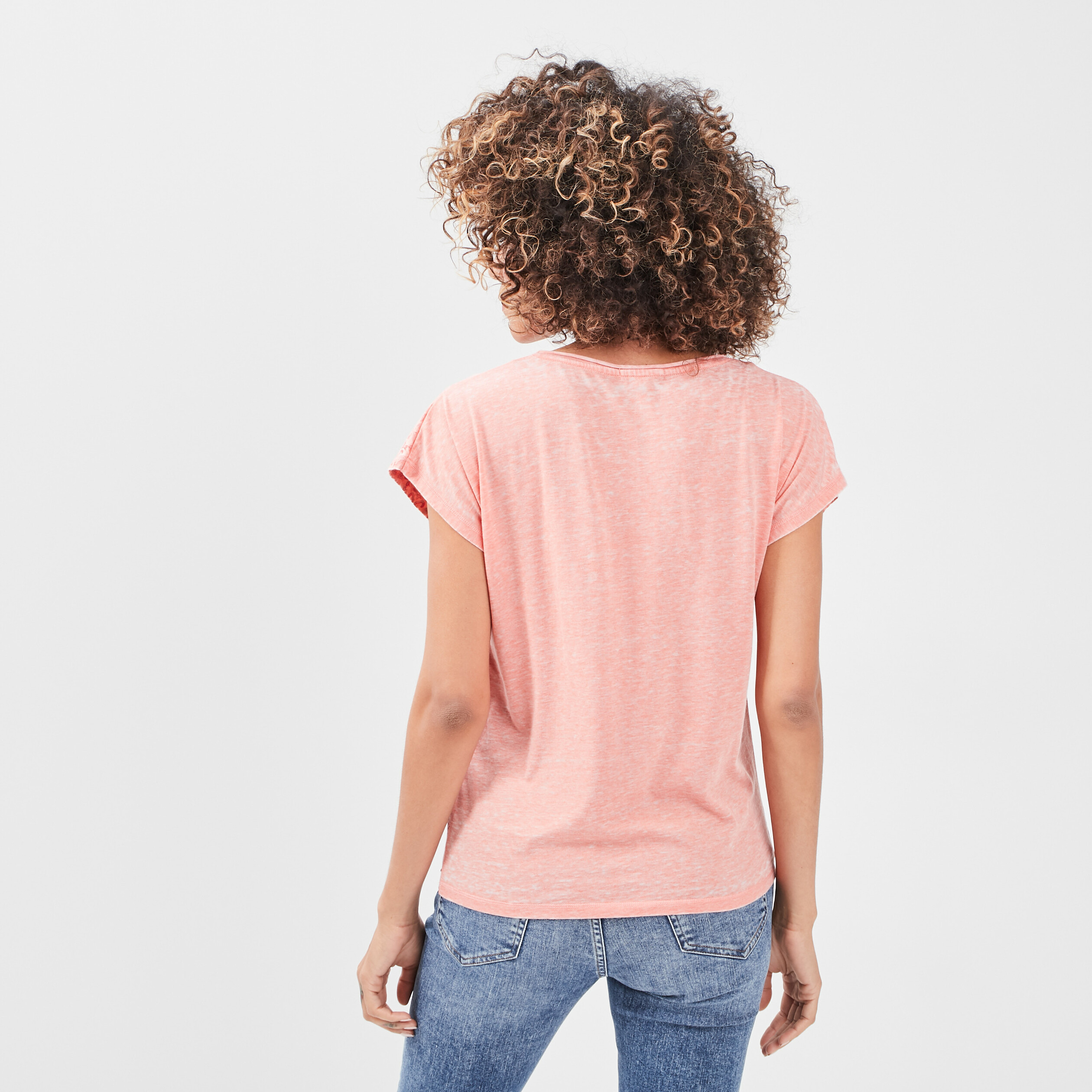 T-shirt manches courtes Creeks rose corail femme | La Halle