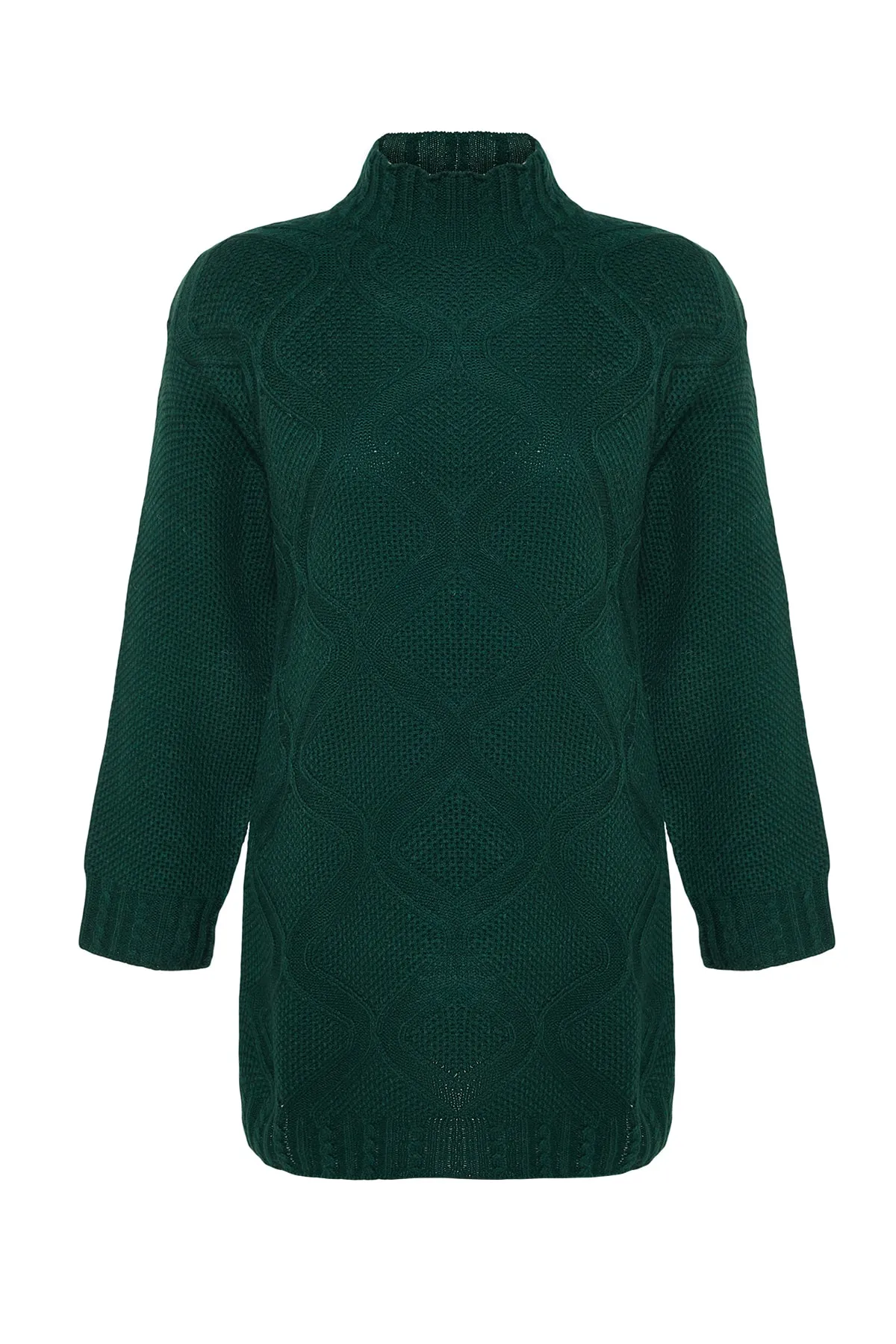 Trendyol Modest  Dunkelgrüner Strickpullover mit Strickmuster TCTAW24AK00056