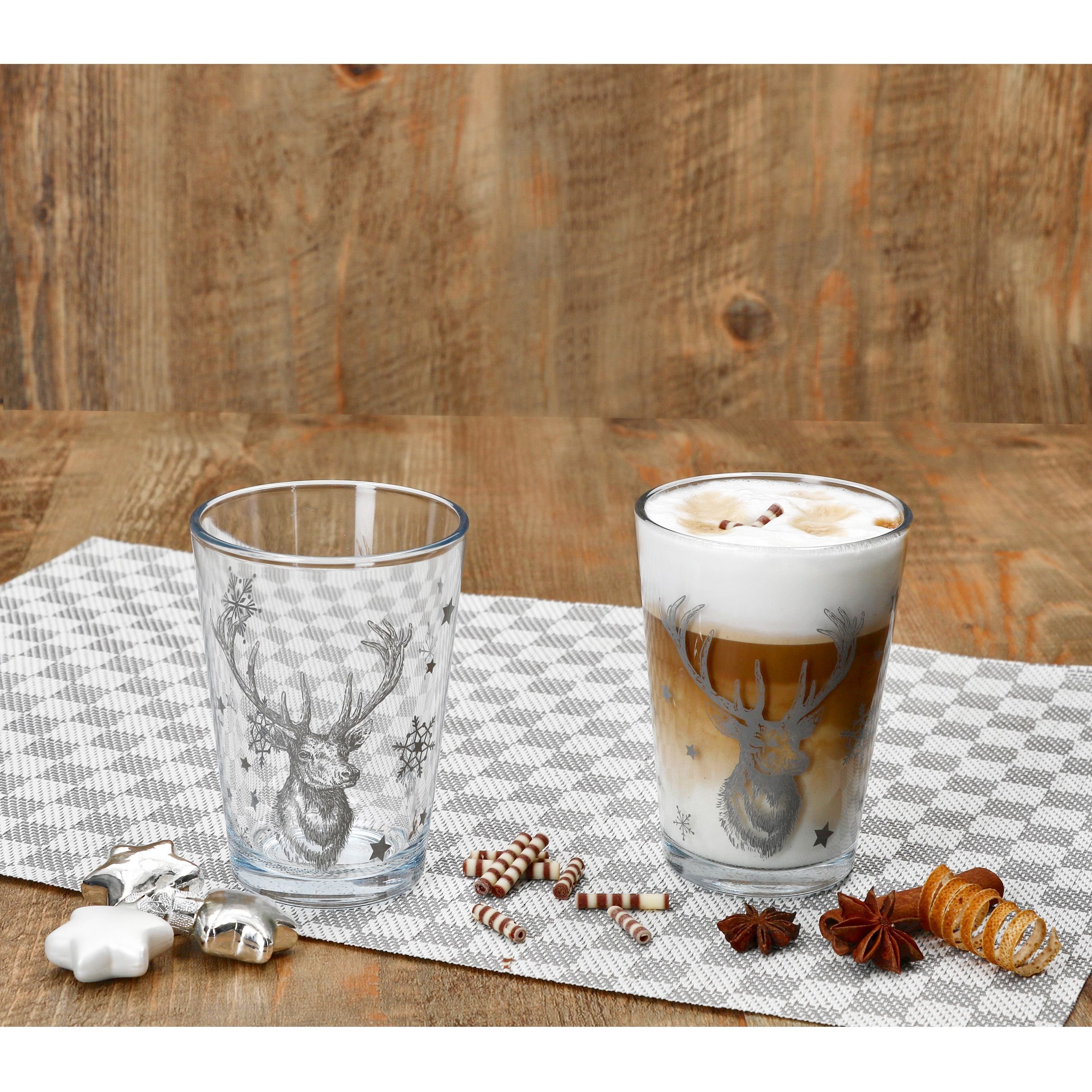 Ritzenhoff & Breker Glas Ritzenhoff Hirsch Chalet Luis Winter 6x Glühwein-Gläser 240ml H11cm, Glas