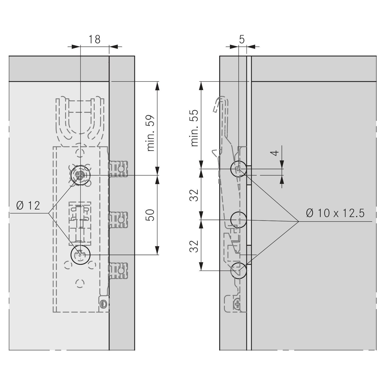SO-TECH® Montagezubehör verdeckte Schrankaufhänger, verstellbar, Stahl verzinkt, TH6401 Tragkraft/Paar 130 kg mit Aufhängeschiene, 1 Set