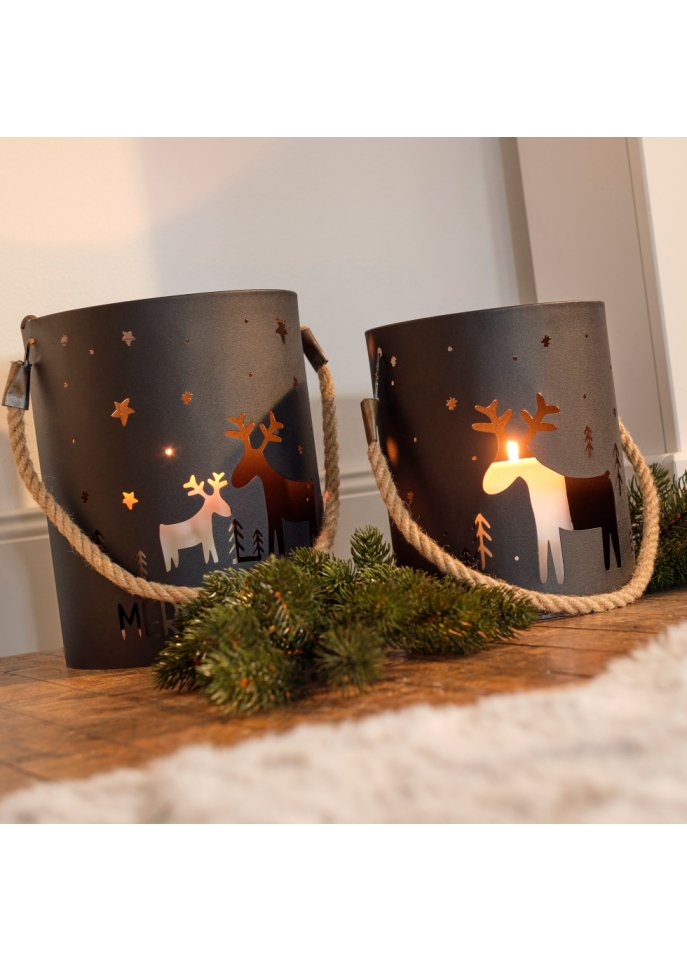 Windlicht mit Ausstanzungen (2tlg.Set)