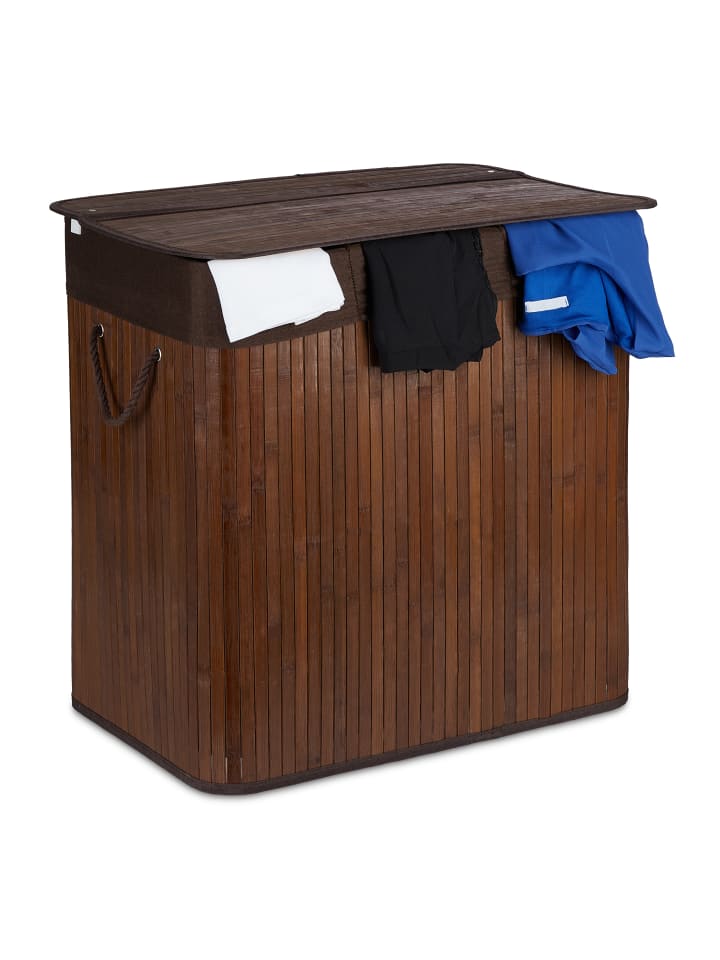 relaxdays Wäschekorb in Braun - (B)62,5 x (H)62 x (T)42,5 cm günstig kaufen onesize