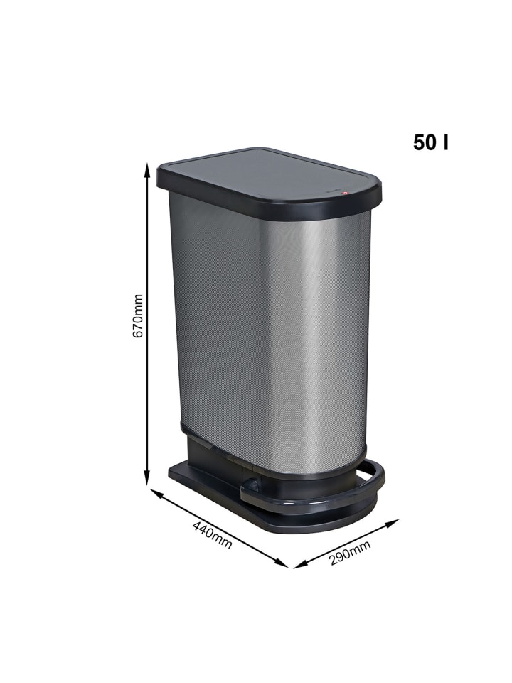 Rotho Paso Mülleimer 50l mit Deckel, Kunststoff (PP) in Carbon metallic günstig kaufen onesize