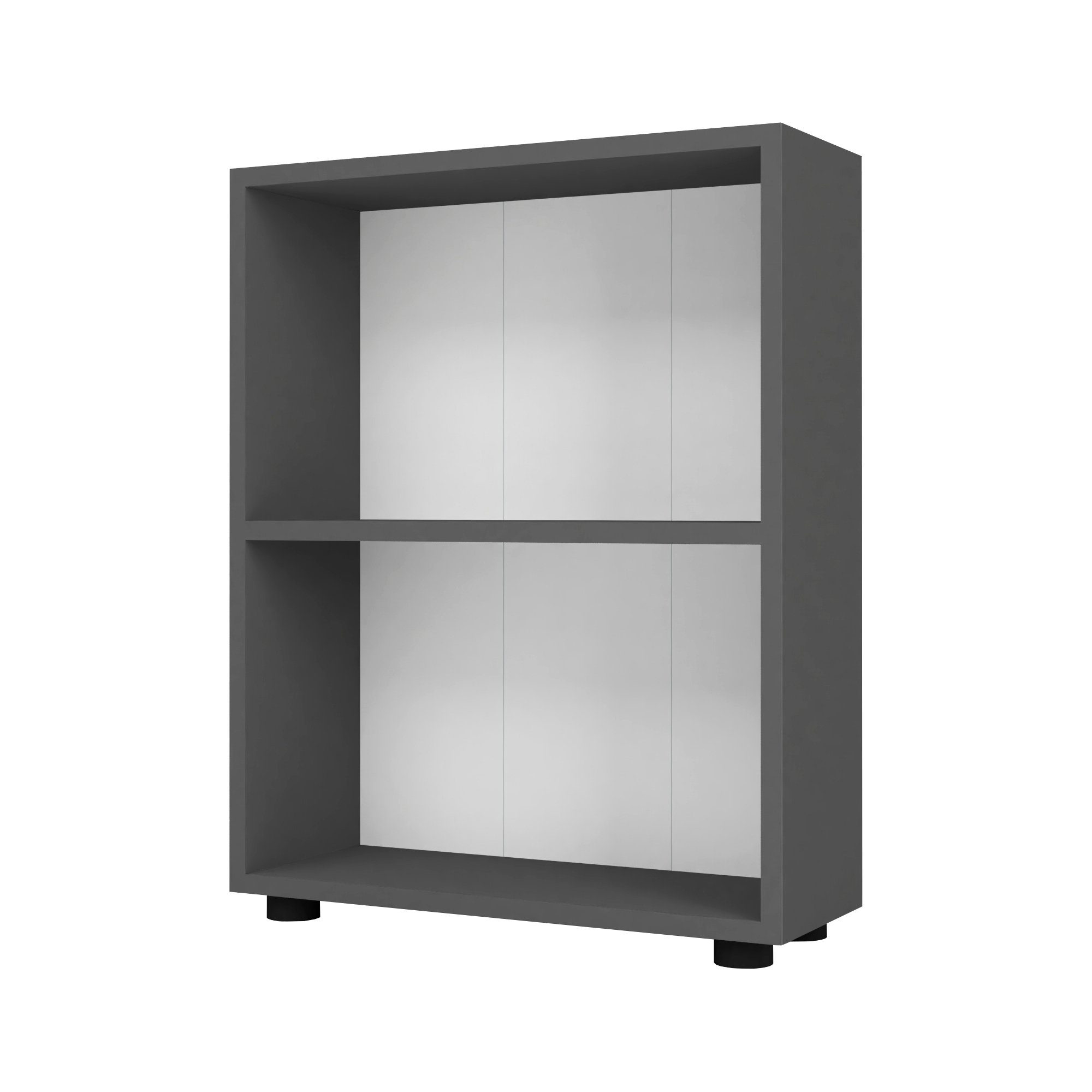 en.casa Bücherregal, Vara Standregal mit 2 Ebenen Wohnzimmerregal 72x55x20cm Anthrazit