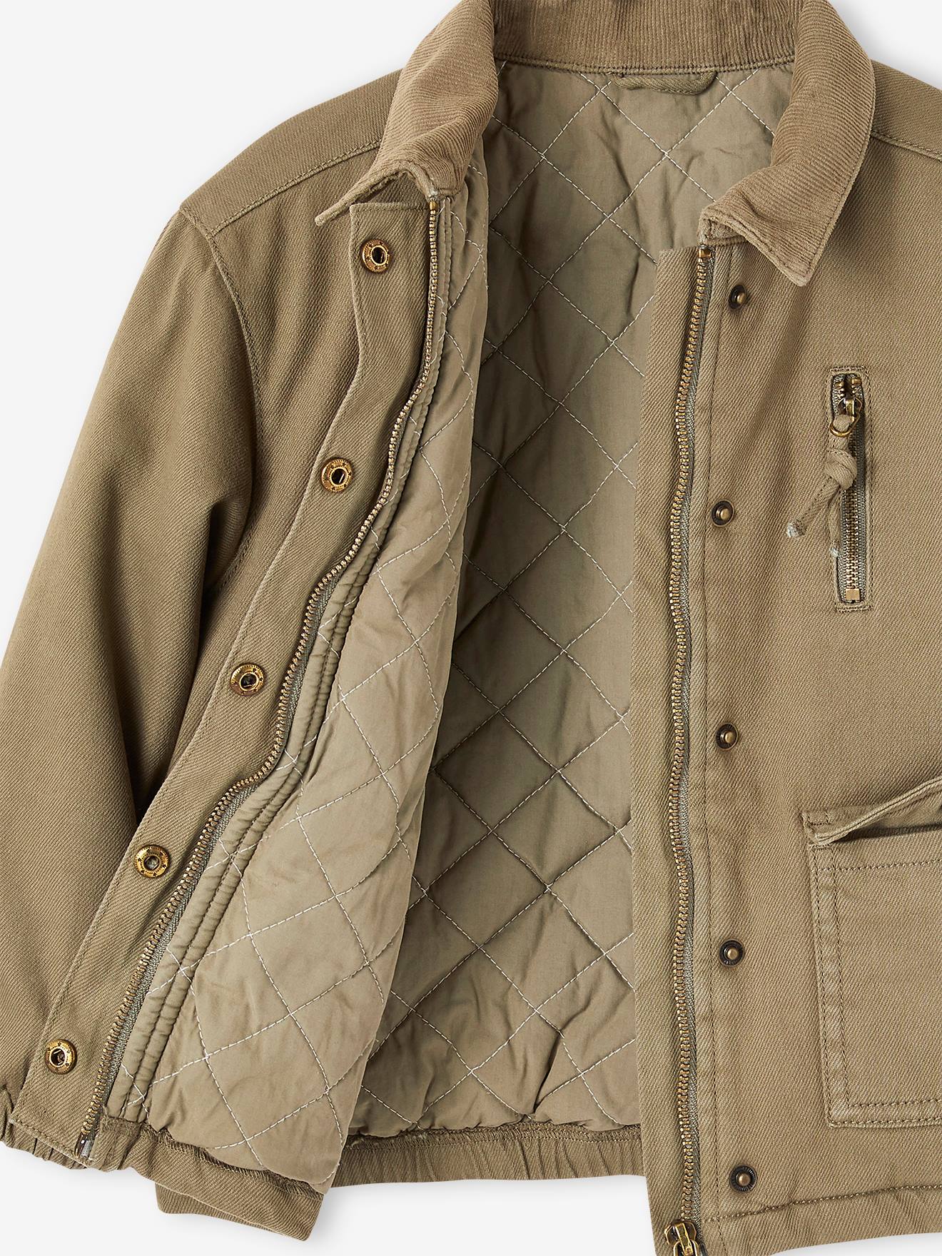 Vertbaudet Gesteppte Mädchen Jacke mit Stickerei hinten - khaki