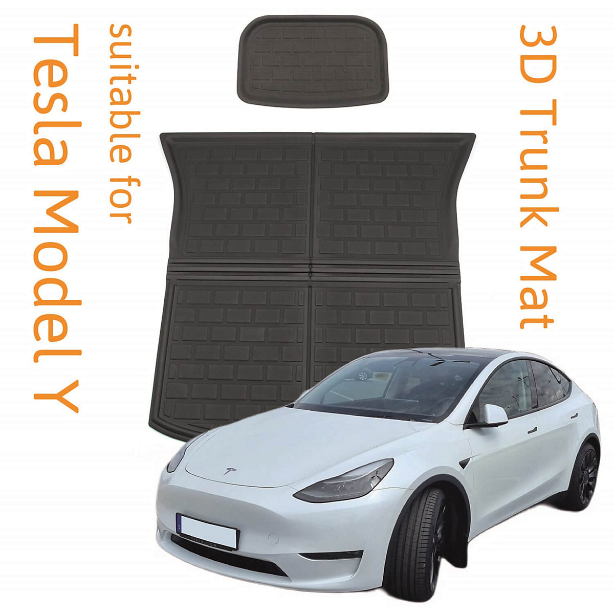 Kofferraummatten  für Tesla Model Y / Performance Gummimatten rutschfest wasserfest 3D Kofferraummatte + Unterbodenmatte passend für Tesla Model Y / Performance rutschfest