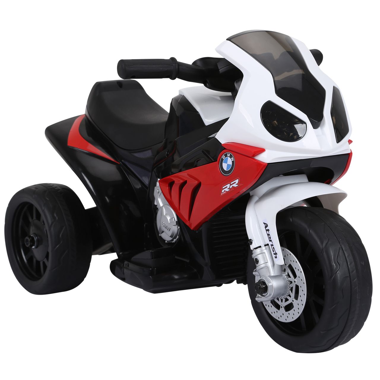 HOMCOM Elektro Kindermotorrad Kinderfahrzeug Lizensiert von BMW S1000RR Elektro-Dreirad mit Akku Stahl Rot 66 x 37 x 44 cm