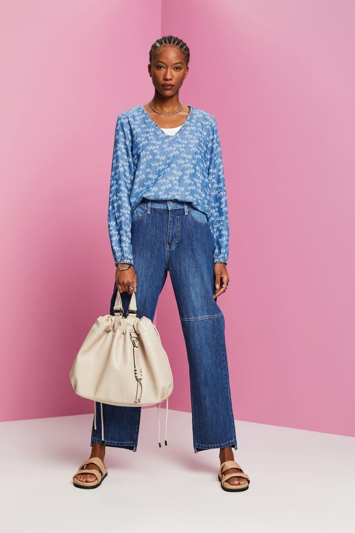 Gemusterte Chambray-Bluse, TENCEL™